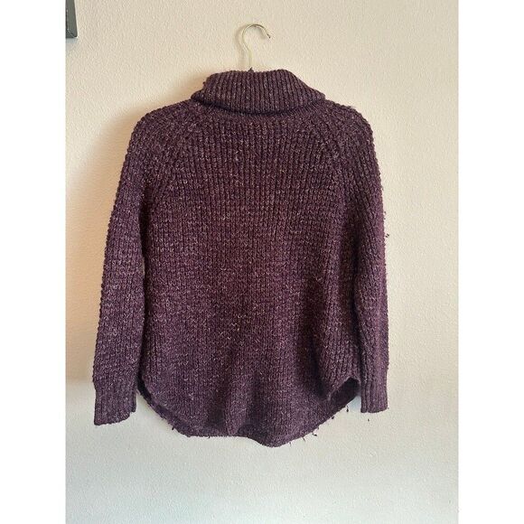 Free People Small Dylan Wool Linen Purple Cable Knit Turtleneck Sweater Womens - Picture 4 of 6